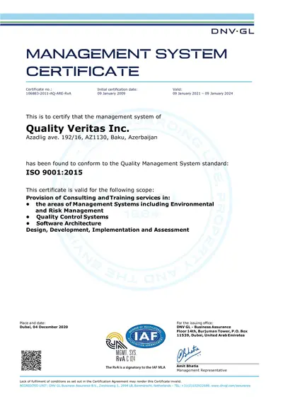 iso9001certificate of Q.V. LLC